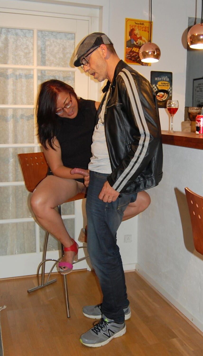 Horny korean MILF in the bar